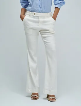Pantalones chino flare con lino de mujer - Salsa Jeans - FashionsVida