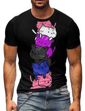Men's cartoon-patterned 3D printed short-sleeved T-shirts, made of soft and comfortable fabric - Aliexpress - FashionsVida