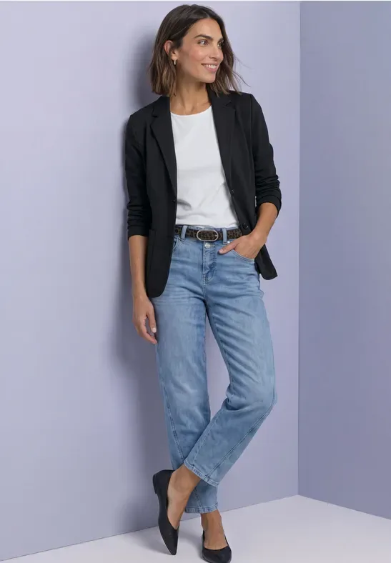Basic Blazer in Unifarbe female Schwarz - Street One - FashionsVida