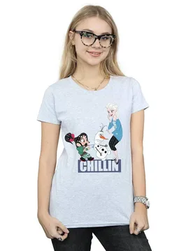 Women's Wreck It Ralph Elsa & Vanellope Cotton T-Shirt in Grey Size: Small - Grey - Size: S - Disney - FashionsVida