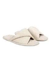 Totes Womens Linen Twist Open Toe Slipper - - Size: 5