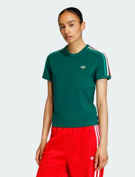 Stripes Slim T-Shirt S Team Dark Green / Bold Green / White / Better Scarlet - Adidas - FashionsVida