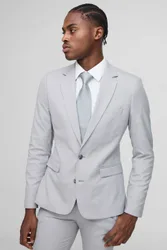 Herren Super Skinny Einreihiger Anzugblazer Grey Größe 40