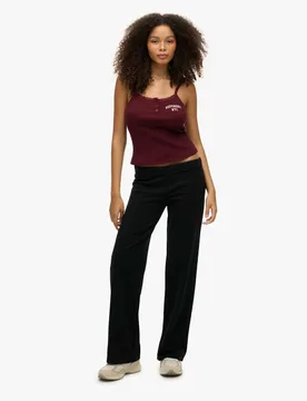 Cotton Rich Fold Over Slim Fit Joggers Black female - Superdry & Co - FashionsVida