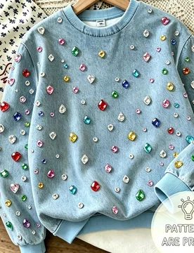 Sudadera de manga larga con cuello redondo básico, estilo casual de moda, diseño creativo personalizado fresco minimalista y lindo con efecto de est - Shein - FashionsVida