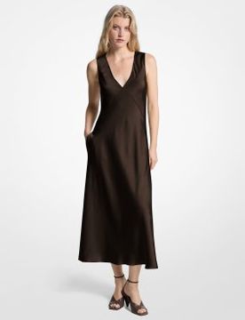 Para mujer. MF5839EAYJ Vestido midi de satén (S), Casual, Sin mangas / Tirantes, Poliéster Reciclado, Sostenible