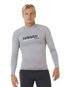 Rash Guard Manches Longues Hawaii Gritty Grey Marle S - Rip curl - FashionsVida
