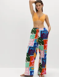 Pure Cotton Printed Beach Trousers Multi female