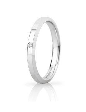 Fede Nuziale Hydra Slim con diamante Oro Bianco Brillanti Promesse