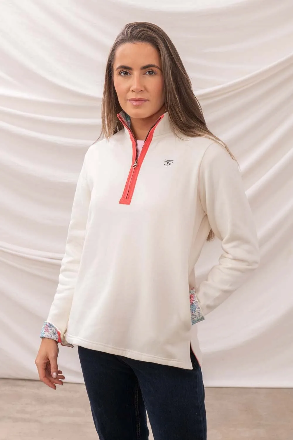 Shore Womens New Half Zip Sweatshirt - - Size: 10 - Lighthouse - FashionsVida