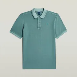 T-Shirts & Poloshirts D11595-D756 Dunda Overdyed Slim Polo Ss-H888 Mineral Blue Gd It S;It L;It Xl Male