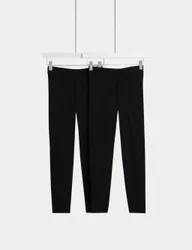 Pack Adaptive Cotton Rich Leggings (2-16 Yrs) Black female