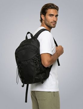 Zaino urbano con tasche e coulisse - nero
