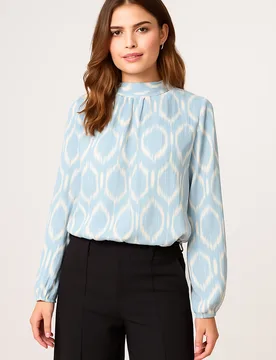 Octagon Metallic Blouse - S/M / Light Blue - female - Blue Vanilla - FashionsVida