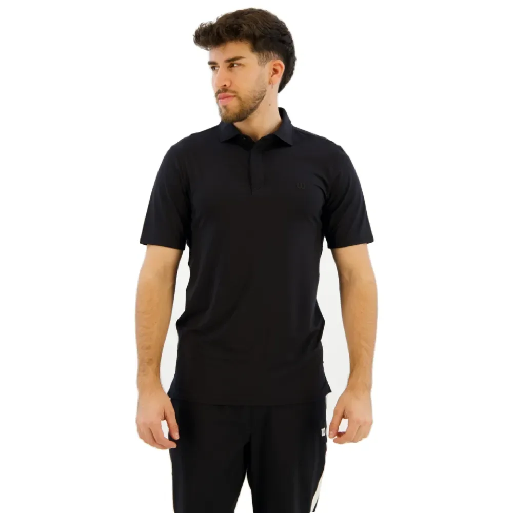 League Short Sleeve Polo Black S - Wilson - FashionsVida
