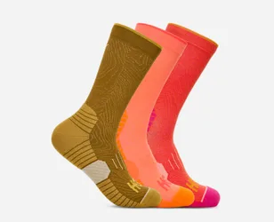 Crew Run Sock 3-Pack in Crwy Seed/Neon Cantlpe/Bell Pepper, Size Medium