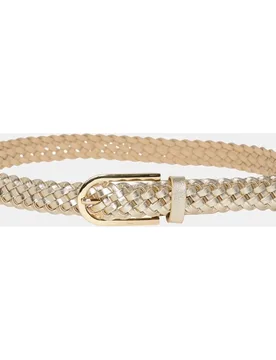 Cinturón trenzado efecto piel en dorado - Pieces - FashionsVida