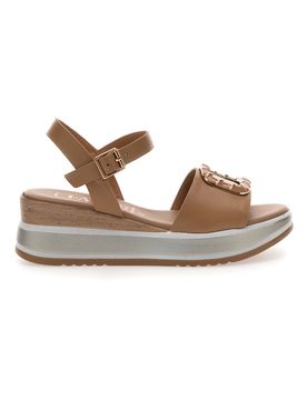 Sandali con zeppa camel 19236 39
