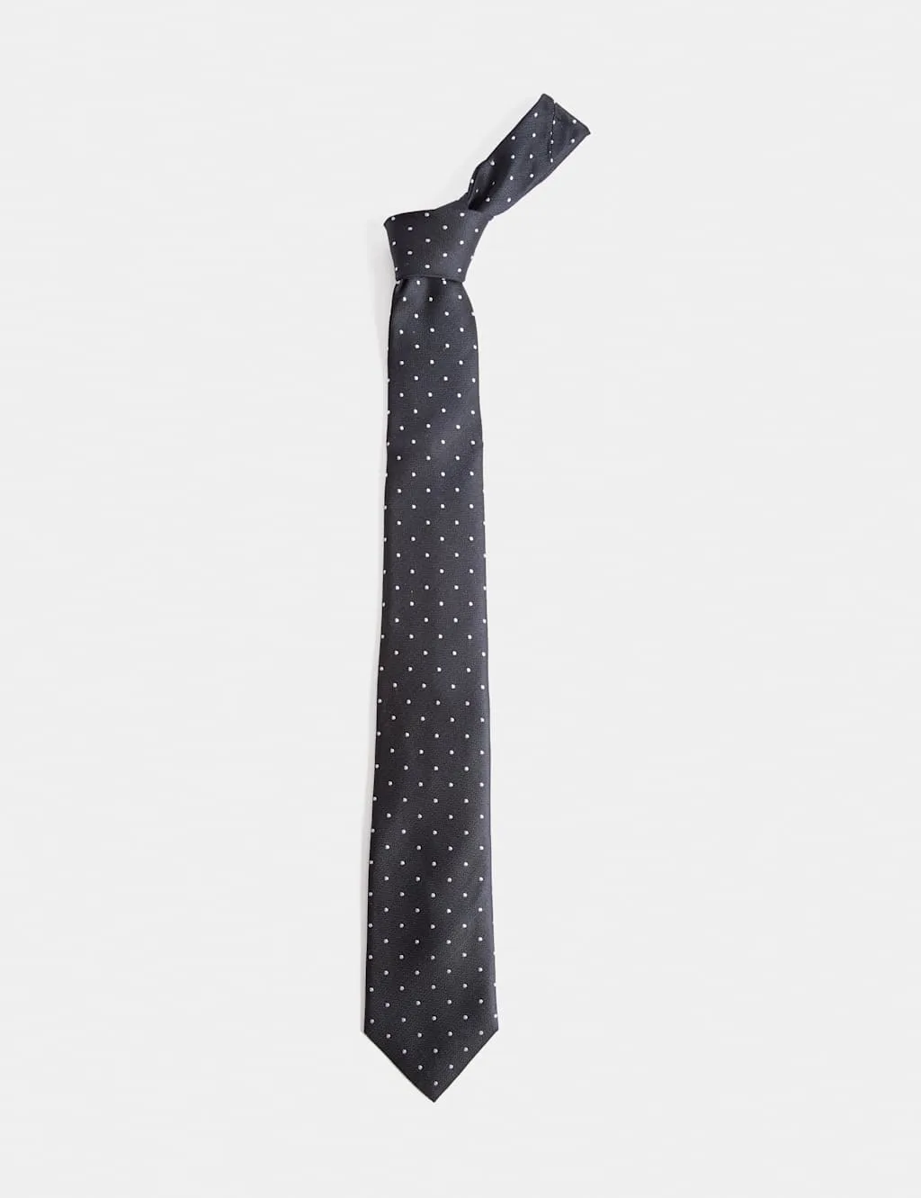 Pure Silk Polka Dot Tie Navy male - M&S SARTORIAL - FashionsVida