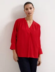 Cynthia V-Neck Relaxed Blouse Red female