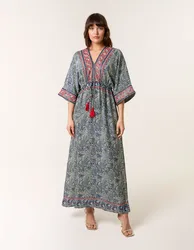 Embellished Kimono Dress - L / NAVY - female