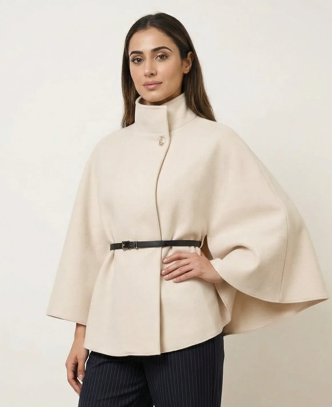 Belted Cape Coat - ONE / STONE - female - Blue Vanilla - FashionsVida