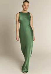 Paloma Scoop Back Dress in Olive Green - 8