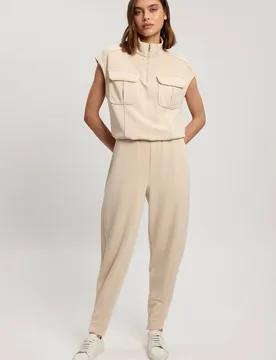 Women's Premium Luxe Barrel Leg Jogger Pants in Cream Size: Large - Cream - Size: L - Karen millen - FashionsVida