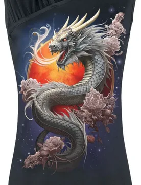 Top - Sun Dragon - L bis XXL - für Damen - Größe XXL - schwarz - Frauen - female - Spiral - FashionsVida