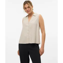 Blusa sin mangas de corte camisero