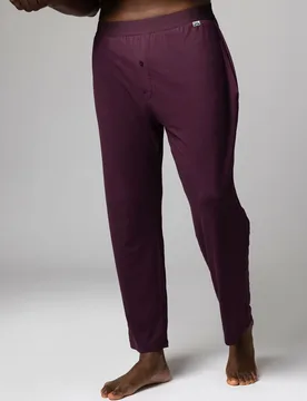 Mens 1 Pack Bamboo Loungewear Selection Classic Bottoms Burgundy Small - Red - Size: Small - Lazy Panda - FashionsVida