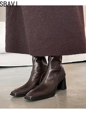 NASBAVI 2026 Retro Square Head Elastic Slim Boots High Heel Commuter Women's Boots Simple Fashion Korean Style Over Knee Boots - Aliexpress - FashionsVida
