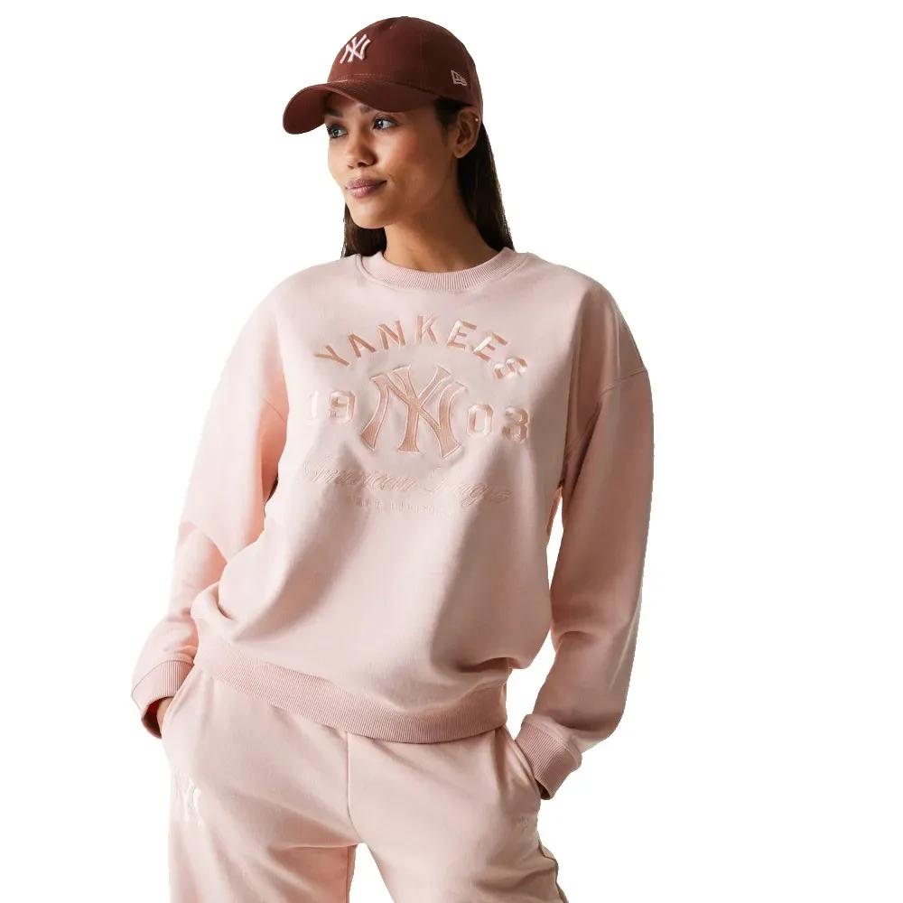 Felpa Mlb Tonal Graphic Oversized New York Yankees Pastel Pink S - New era - FashionsVida