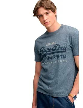T-shirt à Manches Courtes Vintage Logo Heritage Relaxed Fit Denim Blue Marl L