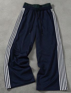 Pantalones deportivos casuales de hombre con parches y rayas, de doble capa en la cintura