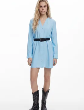Robe chemise avec ceinture BLUE M female - Desigual - FashionsVida