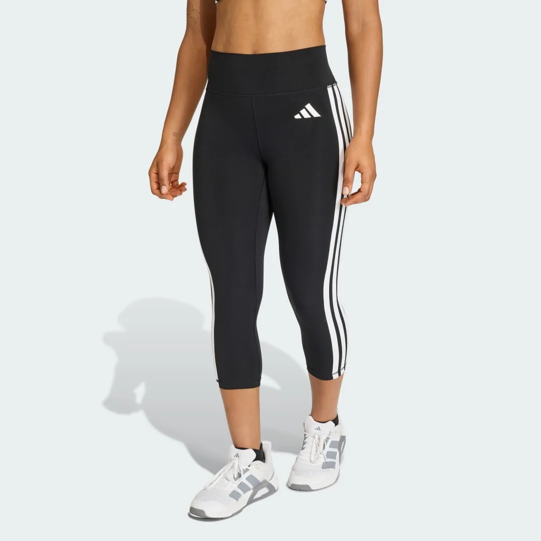 Optime Essentials Workout Leggings 3 strisce 3/4 S Black / White - Adidas - FashionsVida