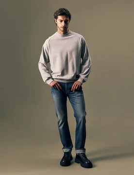 Gold Regular Crew Sweatshirt Light Grey Heather Größe XL male - Lee - FashionsVida