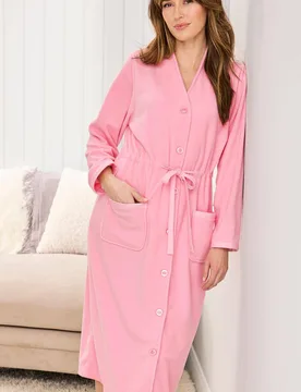 Women's Fleece Tie Waist Dressing Gown in Pink Size: 26-28 - Pink - Size: 26-28 - Cotton Traders - FashionsVida