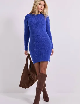 Women's Cable Rib Knitted Dress in Cobalt Size: Medium - Cobalt - Size: M - Dorothy perkins - FashionsVida