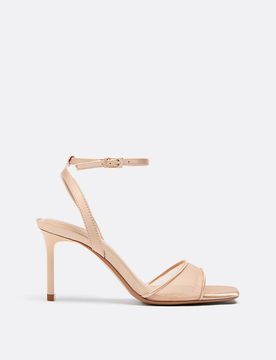 Sandalen mit feinem Absatz und Mesh BEIGE 37