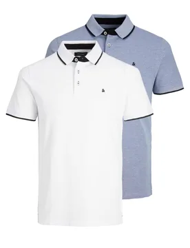 Pack Slim Fit Pure Cotton Tipped Polo Shirts White Mix male - Jack & jones - FashionsVida