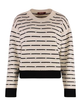 Wool and Cashmere Sweater with Striped & Diamond Motif