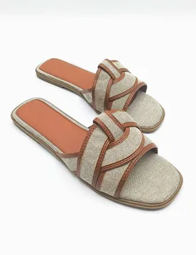 Women's Elida Criss Cross Strap Sliders in Tan Size: 5 - Tan - Size: 5 - Miss Diva - FashionsVida