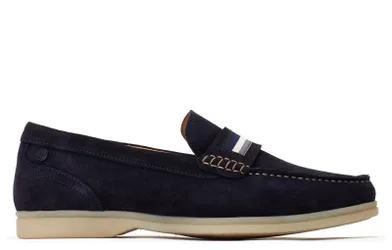 Mens Leather Drum Loafer Shoes - Navy - Size Uk 10