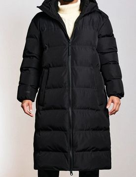 Cappotto trapuntato con cappuccio - nero