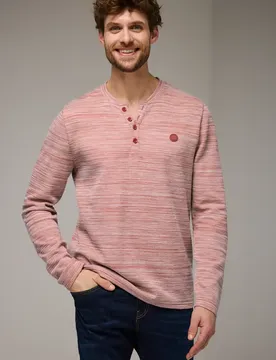 Street One Henleyshirt im Melange-Look male Rot