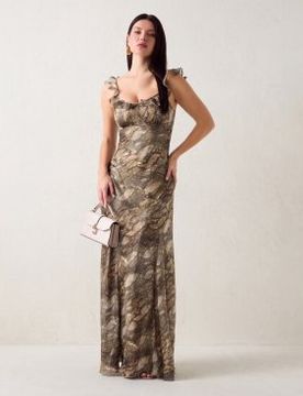 Para mujer. W6YK29W2939 Vestido Largo estampado (XS), Casual, Fiesta, Animal print, Poliéster, Sin mangas / Tirantes