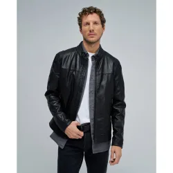 Cazadora biker de hombre de piel