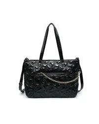 Women's 2 In 1 Set Of Small Purse & Matching Zip Top Tote Bag in Black - Black - Size: One Size